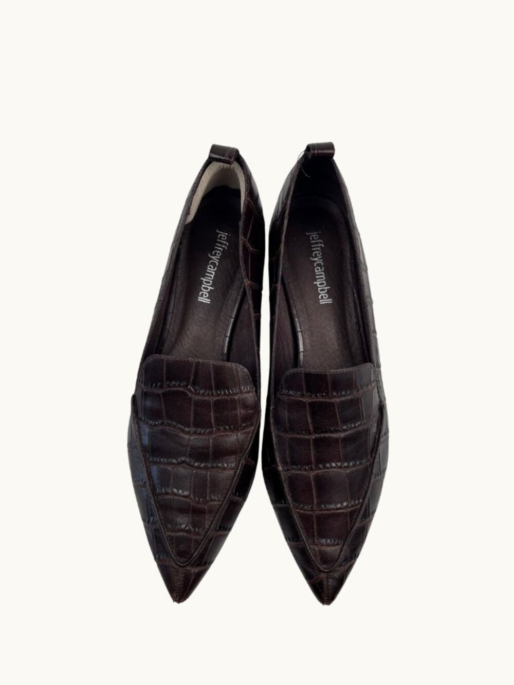 Jeffrey Campbell Viona Croc Embossed Leather Loafer Sculptural Heel Sz 6.5